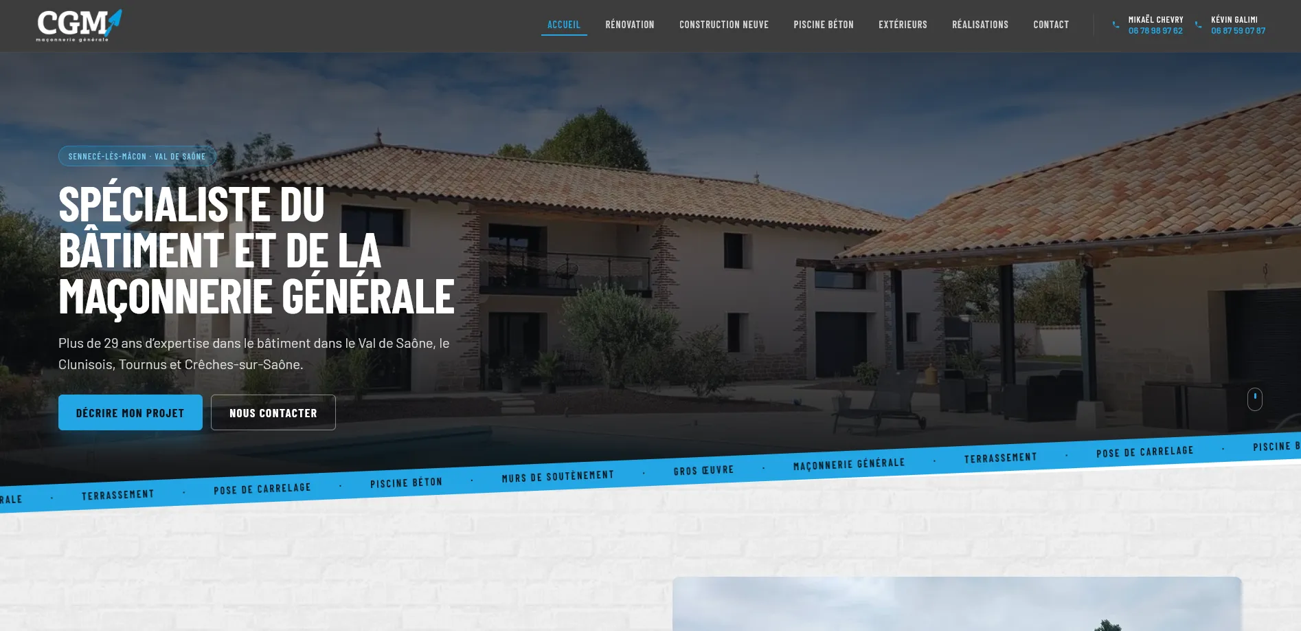 Site CGM Maçonnerie, page d'accueil