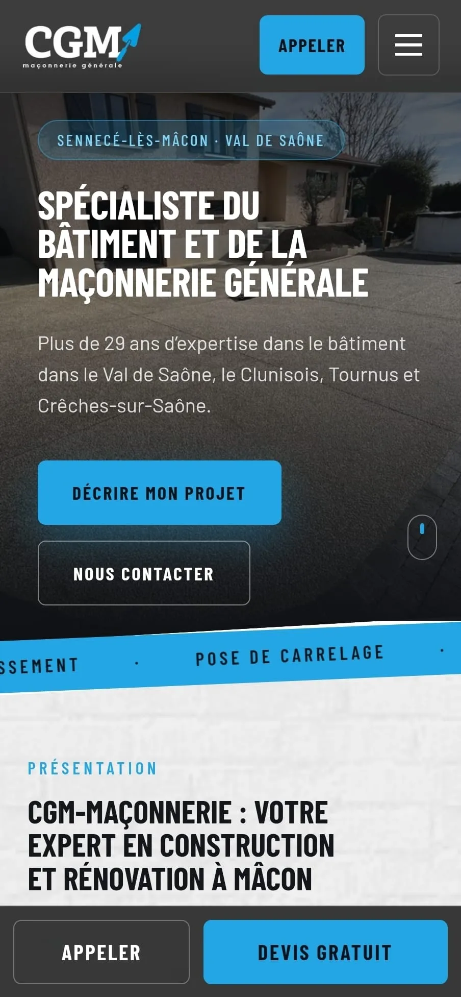 Version mobile du site CGM